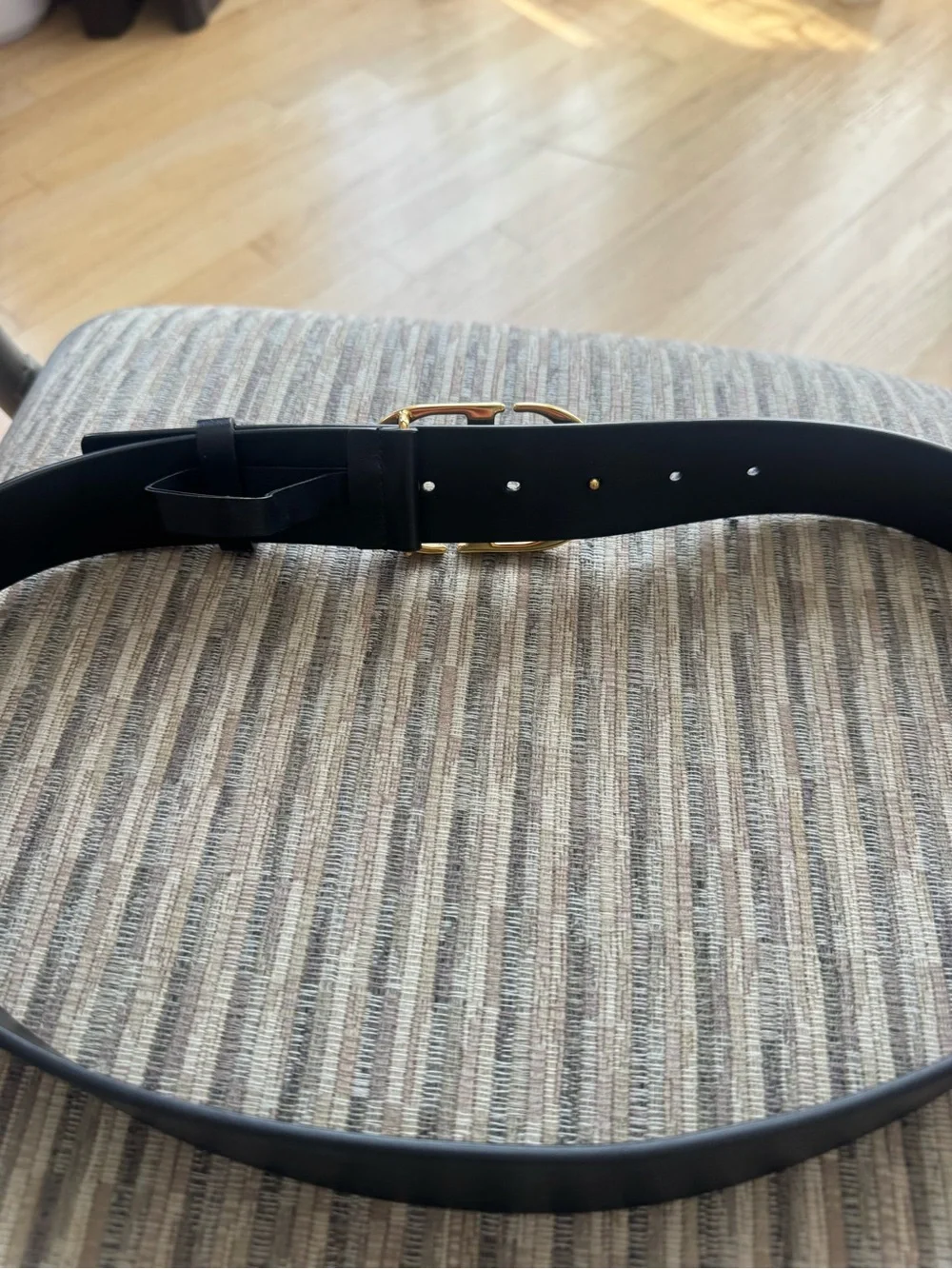 Dior Black Leather Belt with Gold CD Buckle